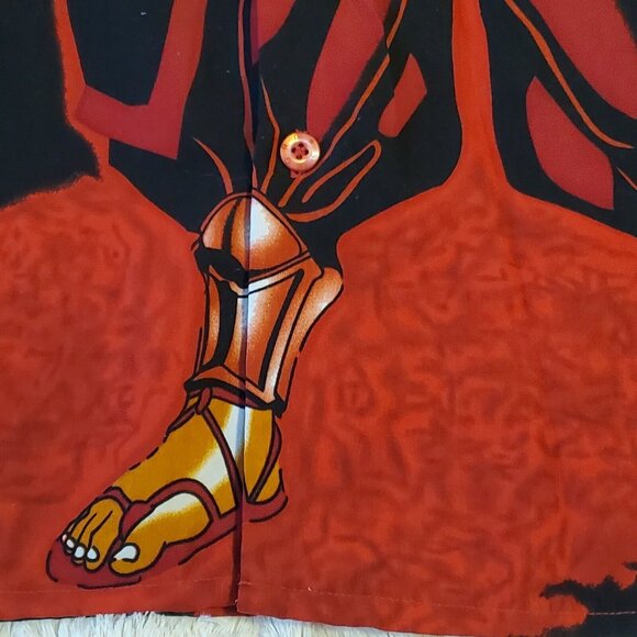 Sword Anime Dragon Cartoon Samurai Sword red Graphic Button Up 2XL - Picture 4 of 13